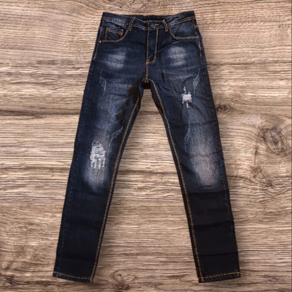 Mens Jeans Size 29 Fashion Quality Collection Ripped Dark Wash Blue Stretch